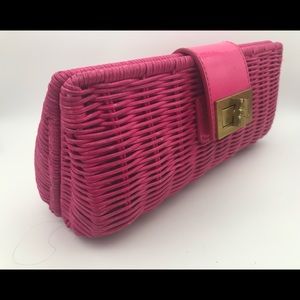 J CREW Pink Straw Clutch Purse